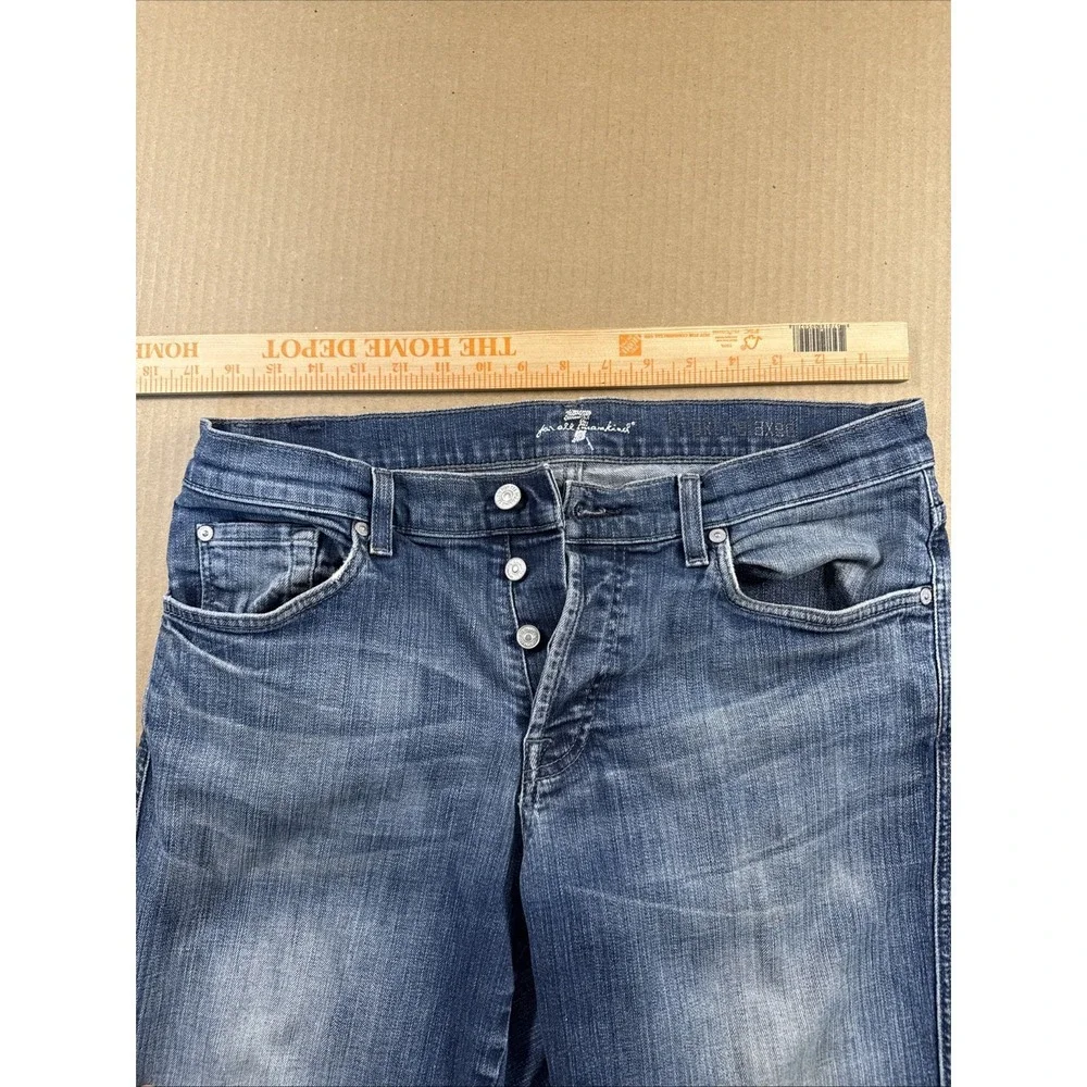 7 For All Of Man Kind Jeans Mens 32 Blue Dark Wash Relaxed Fit Button Fly USA